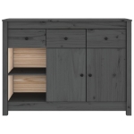 Credenza Grigia 100x35x74 cm in Legno Massello di Pino