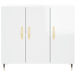 Credenza Bianco Lucido 90x34x80 cm in Legno Multistrato