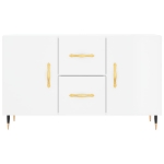 Credenza Bianco Lucido 100x36x60 cm in Legno Multistrato