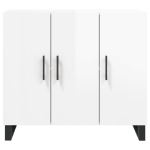 Credenza Bianco Lucido 90x34x80 cm in Legno Multistrato