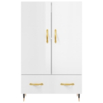 Credenza Bianco Lucido 69,5x31x115 cm in Legno Multistrato