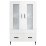 Credenza Bianco Lucido 69,5x31x115 cm in Legno Multistrato