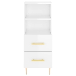 Credenza Bianco Lucido 34,5x34x90 cm in Legno Multistrato