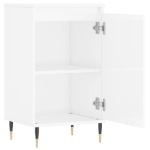 Credenza Bianco Lucido 40x35x70 cm in Legno Multistrato