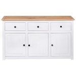 Credenza Bianca 135x40x80 cm in Legno Massello di Pino Panama