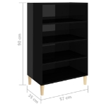 Credenza Nero Lucido 57x35x90 cm in Legno Multistrato