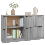 Credenze 2 pz Grigio Sonoma 60x30x70 cm in Legno Multistrato