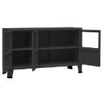 Credenza Nera Industriale 105x35x62 cm in Metallo e Vetro