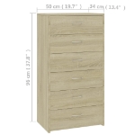 Credenza 6 Cassetti Rovere Sonoma 50x34x96cm Legno Multistrato