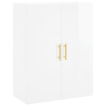 Credenza Bianco Lucido 69,5x34x180 cm in Legno Multistrato