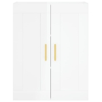 Credenza Bianco Lucido 69,5x34x180 cm in Legno Multistrato