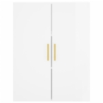 Credenza Bianco Lucido 69,5x34x180 cm in Legno Multistrato