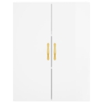 Credenza Bianco Lucido 69,5x34x180 cm in Legno Multistrato