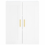 Credenza Bianco Lucido 69,5x34x180 cm in Legno Multistrato