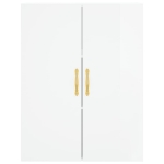 Credenza Bianco Lucido 69,5x34x180 cm in Legno Multistrato