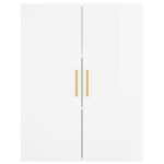 Credenza Bianco Lucido 69,5x34x180 cm in Legno Multistrato