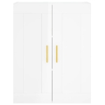 Credenza Bianco Lucido 69,5x34x180 cm in Legno Multistrato