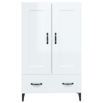 Credenza Bianco Lucido 70x31x115 cm in Legno Multistrato