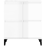 Credenza Bianco Lucido 60x35x70 cm in Legno Multistrato