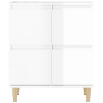 Credenza Bianco Lucido 60x35x70 cm in Legno Multistrato