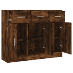 Credenza Rovere Fumo 91x28x75 cm in Legno Multistrato