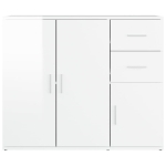 Credenza Bianco Lucido 91x29,5x75 cm in Legno Multistrato