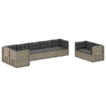 Set Divani da Giardino 8 pz con Cuscini in Polyrattan Grigio