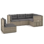 Set Divani da Giardino 5 pz con Cuscini in Polyrattan Grigio