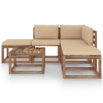 Set Salotto da Giardino 6 pz con Cuscini Beige