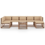 Set Salotto da Giardino 8 pz con Cuscini Beige