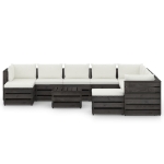 Set Salotto Giardino con Cuscini 11 pz Legno Impregnato Grigio