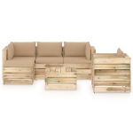 Set Divani da Giardino con Cuscini 6 pz Legno Impregnato Verde