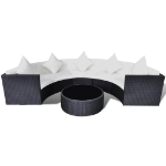 Set Divani da Giardino 6 pz con Cuscini in Polyrattan Nero