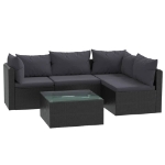 Set Divani da Giardino 5 pz con Cuscini in Polyrattan Nero