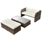 Set Divani da Giardino 4 pz con Cuscini in Polyrattan Marrone