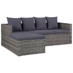 Set Divani da Giardino 4 pz con Cuscini in Polyrattan Grigio