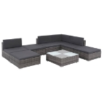 Set Divani da Giardino 8 pz con Cuscini in Polyrattan Grigio