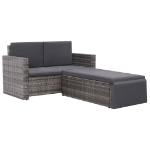 Set Divani da Giardino 2 pz con Cuscini in Polyrattan Grigio