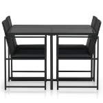 Set da Pranzo da Giardino 5 pz con Cuscini in Polyrattan Nero