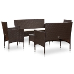 Set Divani da Giardino 5 pz con Cuscini in Polyrattan Marrone