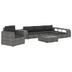 Set Divani da Giardino 8 pz con Cuscini in Polyrattan Grigio