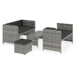 Set Divani da Giardino 5 pz con Cuscini in Polyrattan Grigio