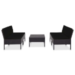 Set Divani da Giardino 5 pz con Cuscini in Polyrattan Nero