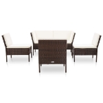 Set Divani da Giardino 6 pz con Cuscini in Polyrattan Marrone