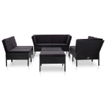 Set Divani da Giardino 8 pz con Cuscini in Polyrattan Nero