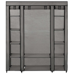 Armadio con Scomparti e Aste Grigio 150x45x176 cm in Tessuto