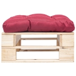 Ottomana Pallet da Giardino con Cuscino Rosso in Legno Naturale