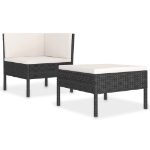 Set Divani da Giardino 2 pz con Cuscini in Polyrattan Nero