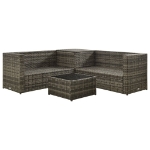 Set Divani da Giardino 4 pz con Cuscini in Polyrattan Grigio