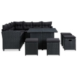 Set Divani da Giardino 6 pz con Cuscini in Polyrattan Nero